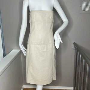 Narcisco Rodriguez Sz 4-6 Lamb Leather Back Zip Knee Length Steapless Dress